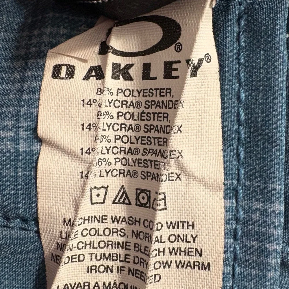 Oakley Mens Teal Blue Plaid‎ Board Shorts Hybrid Stretch Size 31